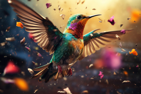 Drawing birds in nature abstract background. Animal and freedom concept.の素材