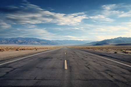 Empty road with beautiful view abstract background. Travel vacation concept. Generative ai.の素材