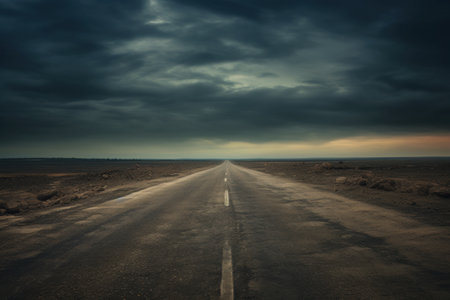 Empty road with beautiful view abstract background. Travel vacation concept. Generative ai.の素材