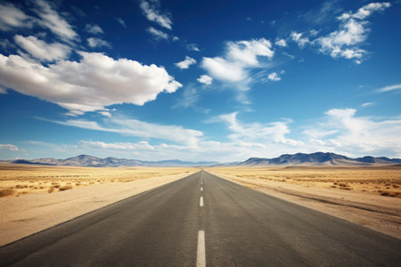 Empty road with beautiful view abstract background. Travel vacation concept. Generative ai.の素材