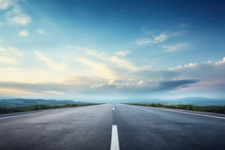 Empty road with beautiful view abstract background. Travel vacation concept. Generative ai.の素材