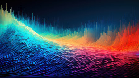 Technology abstract background. Digital line dot and colorful bokeh. Graphic art design. Generative aiの素材