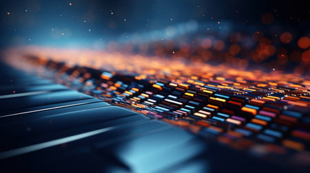 Technology abstract background. Digital line dot and colorful bokeh. Graphic art design. Generative aiの素材