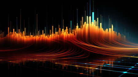 Technology abstract background. Digital line dot and colorful bokeh. Graphic art design. Generative aiの素材