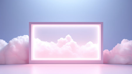 Beautiful pink clouds abstract background for product display. Generative ai.の素材