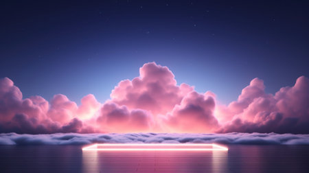 Beautiful pink clouds abstract background for product display. Generative ai.の素材