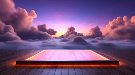Beautiful pink clouds abstract background for product display. Generative ai.の素材