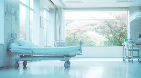 Blur hospital abstract background. Generative ai.の素材