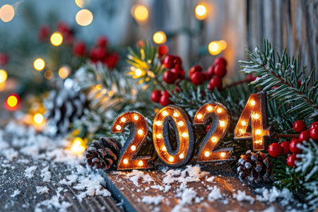 2024 happy new year concept. Holiday and celebration. Generative ai.の素材