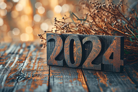 2024 happy new year concept. Holiday and celebration. Generative ai.の素材