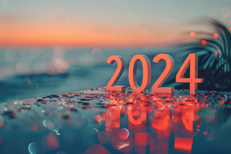 2024 happy new year concept. Holiday and celebration. Generative ai.の素材
