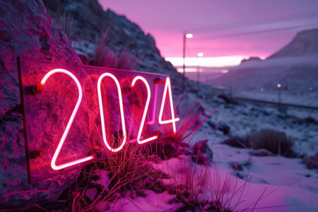 2024 happy new year concept. Holiday and celebration. Generative ai.の素材