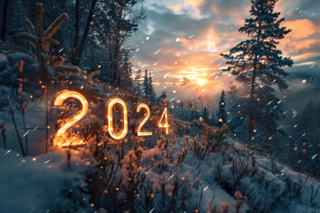 2024 happy new year concept. Holiday and celebration. Generative ai.の素材