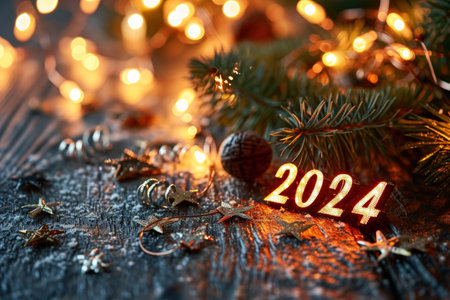 2024 happy new year concept. Holiday and celebration. Generative ai.の素材