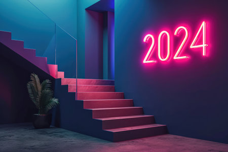 2024 happy new year concept. Holiday and celebration. Generative ai.の素材