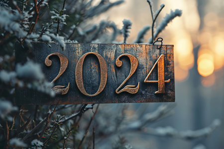 2024 happy new year concept. Holiday and celebration. Generative ai.の素材