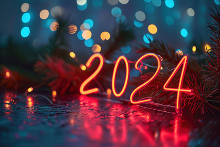 2024 happy new year concept. Holiday and celebration. Generative ai.の素材