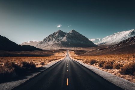 Empty road with beautiful view abstract background. Travel vacation concept. Generative ai.の素材