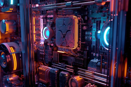 Electronic circuits background. Generative ai.の素材