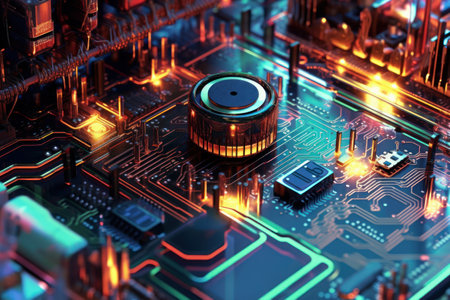 Electronic circuits background. Generative ai.の素材