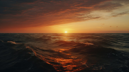 Dramatic view of sunset beach background. Generative ai.の素材