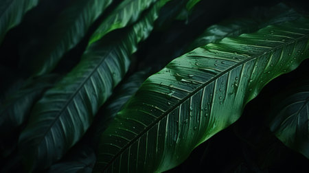 Monstera leaves and tropical nature background. Generative ai.の素材