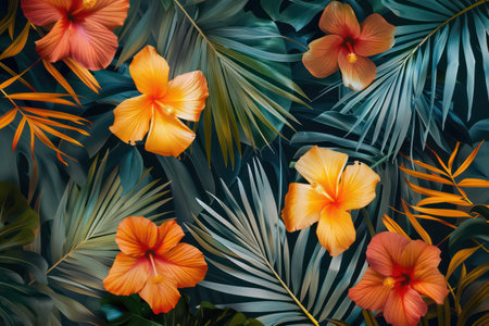 Tropical nature background. Summer and environment concept. Generative ai.の素材