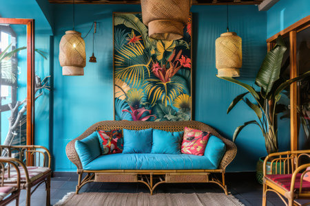 Tropical nature background. Summer and environment concept. Generative ai.の素材