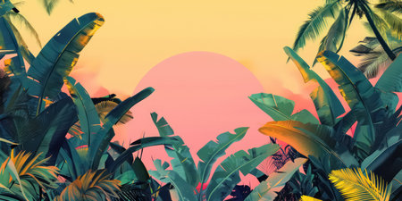 Tropical nature background. Summer and environment concept. Generative ai.の素材