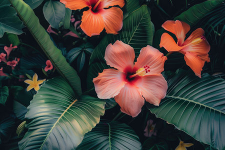 Tropical nature background. Summer and environment concept. Generative ai.の素材
