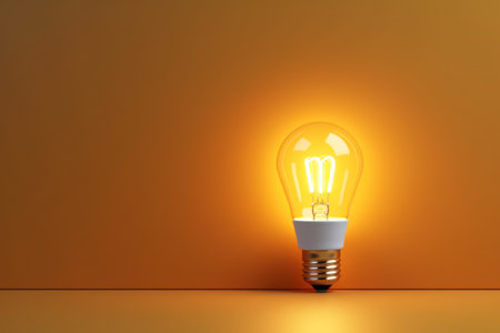Concept different and leader. Only one light bulb turn on standing out of the crowd. Generative ai.の素材