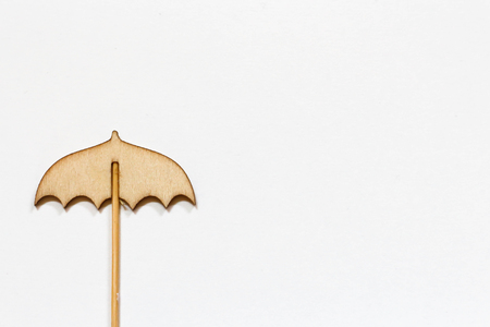 Wooden Umbrella on white backgroundの写真素材