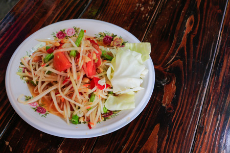 Papaya salad. Traditional spicy Thai food.の写真素材