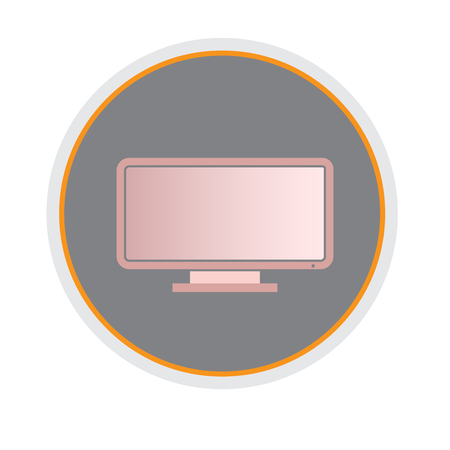 Monitor PC, computer monitor icon. screen flat style with shadow pink color. Vector illustration,.のイラスト素材