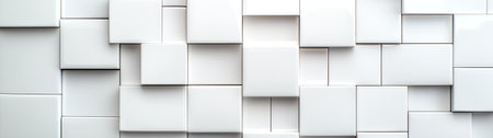 Abstract white geometric pattern with overlapping squares. Clean, minimalist design ideal for modern backgrounds and architectural concepts. High resolution image for graphic projects.の素材