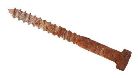 Dirty rusty screw, isolated against backgroundの写真素材
