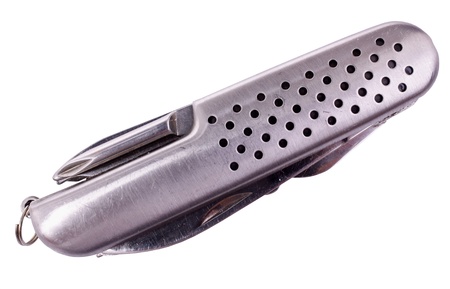 Metal pocketknife, isolated on background