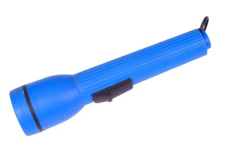 Blue plastic torch, isolated on backgroundの写真素材