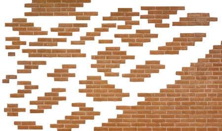 Pieces of brick wall, isolated on background