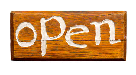 Open sign, isolated against backgroundの写真素材