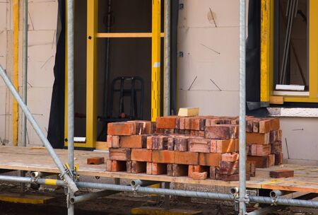 Bricks on a real-estate construction siteの写真素材