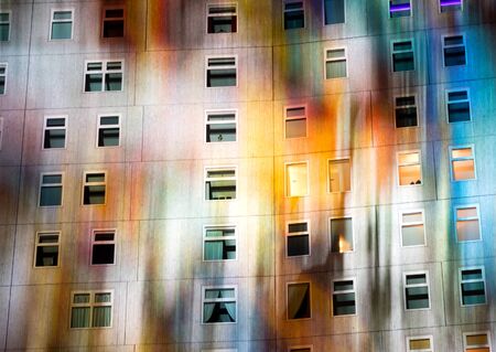 EINDHOVEN/NETHERLANDS - 14 NOVEMBER-2012: Building with light pattern during lightshow Glowのeditorial素材