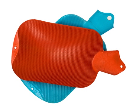 Rubber hot water bags, isolated on backgroundの写真素材