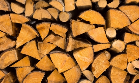 Background of chopped firewood pieces
