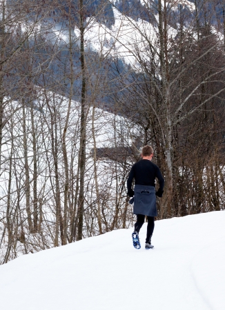 Runner in a snow landscapeの写真素材