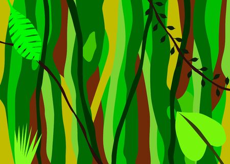 Background of a jungle with various leavesのイラスト素材