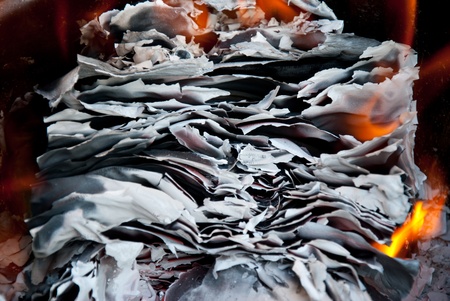 Burning documents in frameの写真素材