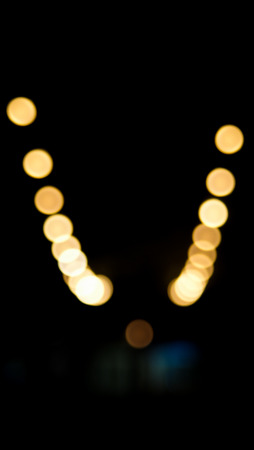 Two line of bokeh at nightの写真素材