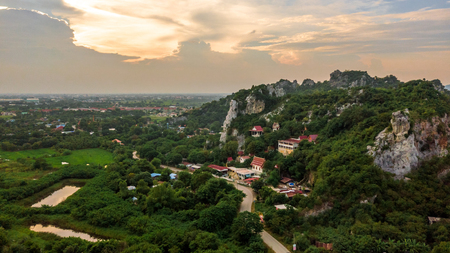 Aerial View Wat Tum Chang Tasala Province Lopburi thailand Unseen Lopburiの写真素材