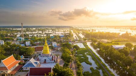 Aerial View Wat Chaiyamongkol Bang Mul Nak Province Phichit Thailandの写真素材